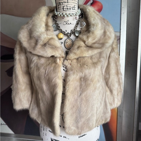 Vintage 1950s Marshall field & Company RARE sapphire mink fur coat cape - Picture 1 of 11